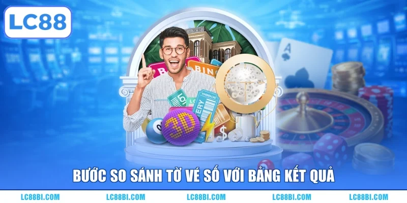 Bước so sánh tờ vé số với bảng kết quả